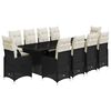 vidaXL Ensemble de bistro de jardin 11 pcs coussins noir poly rotin