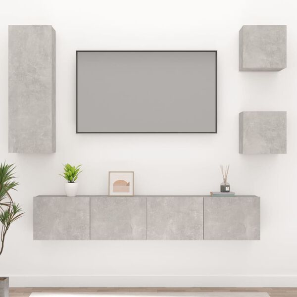 vidaXL Ensemble de meubles TV 5 pcs Gris béton Bois d'ingénierie