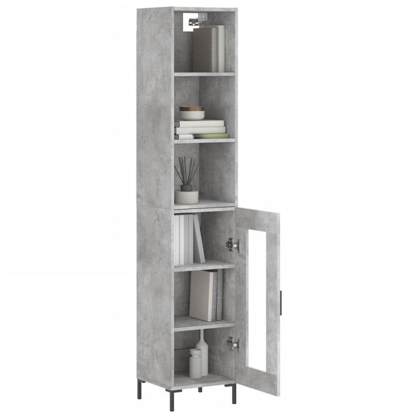 vidaXL Buffet haut Gris b&eacute;ton 34,5x34x180 cm Bois d'ing&eacute;nierie