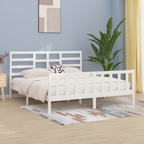 vidaXL Cadre de lit sans matelas blanc 200x200 cm bois massif de pin