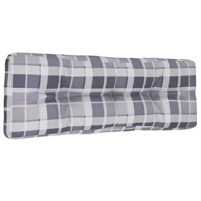 vidaXL Coussin de palette motif à carreaux gris 120x40x12 cm tissu