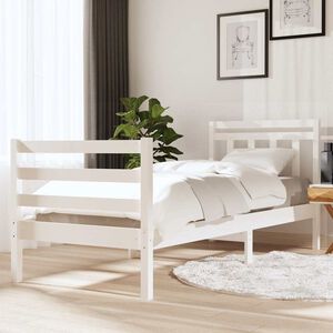 vidaXL Cadre de lit sans matelas blanc bois massif