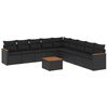 vidaXL Salon de jardin 10 pcs avec coussins noir r&eacute;sine tress&eacute;e
