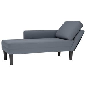 vidaXL Fauteuil long et coussin et accoudoir droit gris fonc&eacute; velours