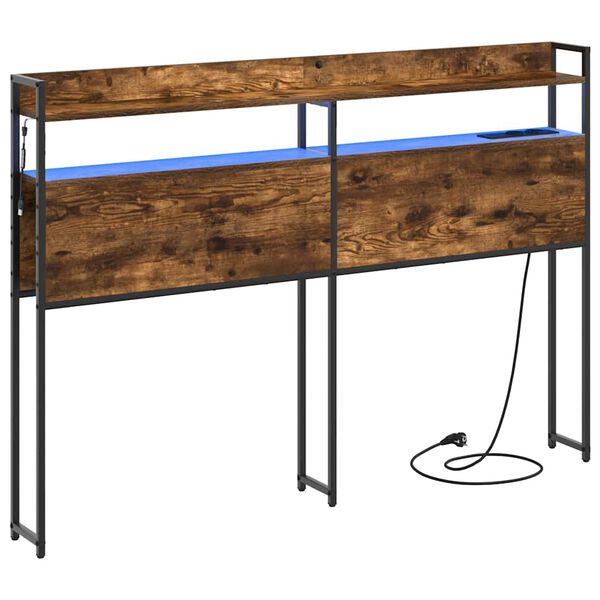 vidaXL T&ecirc;te de lit de rangement Ch&ecirc;ne fum&eacute; 120 cm Bois d'ing&eacute;nierie