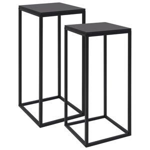 vidaXL Tables d'appoint 2 pcs Noir Acier