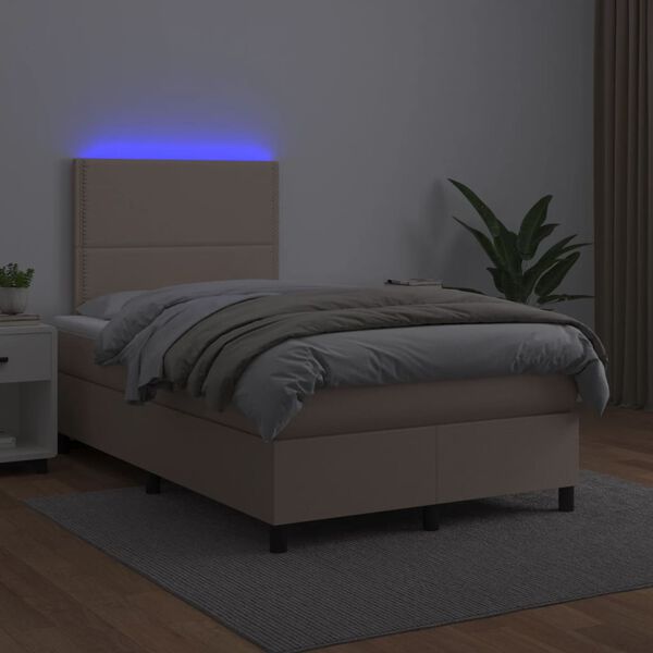 vidaXL Sommier &agrave; lattes de lit avec matelas LED cappuccino 120x190 cm