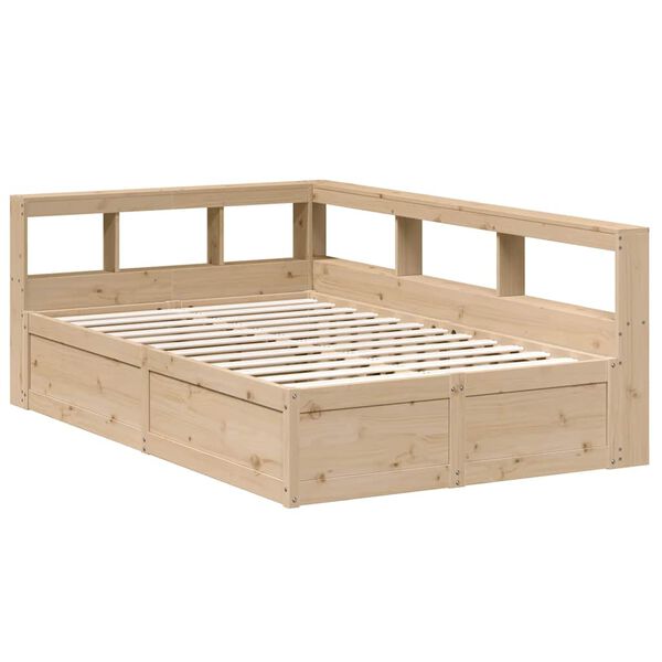 vidaXL Lit biblioth&egrave;que sans matelas 135x190 cm bois de pin massif