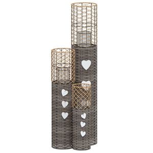 vidaXL Bougeoirs 3 pcs gris osier