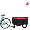 vidaXL Remorque de v&eacute;lo noir et orange 45 kg fer