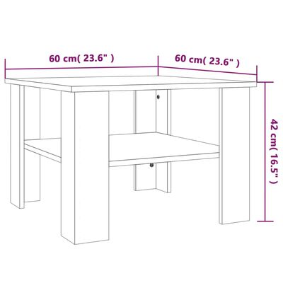 vidaXL Table basse Chêne fumé 60x60x42 cm Bois d'ingénierie
