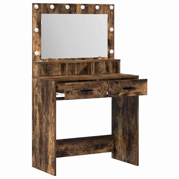 vidaXL Table de Toilette Ch&ecirc;ne fum&eacute; 79 x 41 x 135 cm Bois d'ing&eacute;nierie