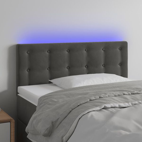 vidaXL T&ecirc;te de lit &agrave; LED Gris fonc&eacute; 100x5x78/88 cm Velours