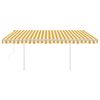 vidaXL Auvent automatique r&eacute;tractable avec poteaux 4x3,5 m Jaune blanc