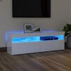 vidaXL Meuble TV avec lumi&egrave;res LED blanc brillant 120x35x40 cm