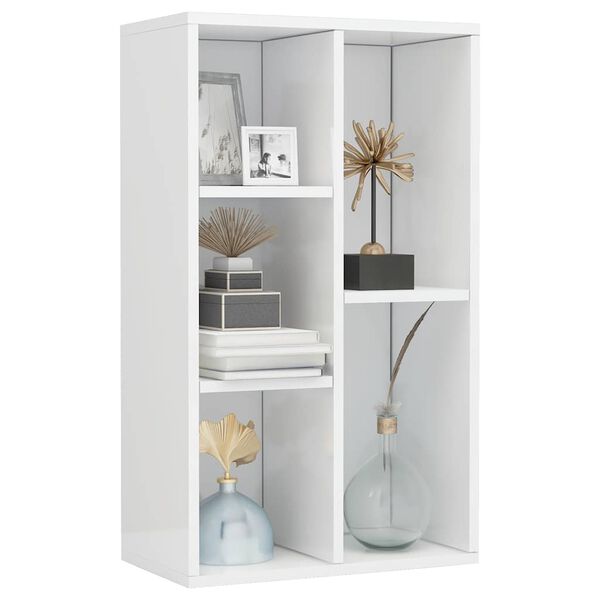 vidaXL Bibliothèque/buffet blanc brillant 50x25x80cm Bois d’ingénierie