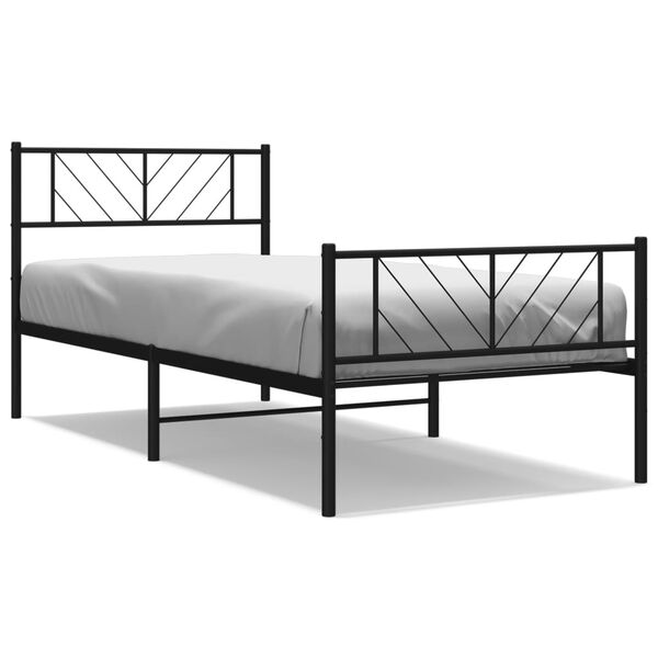 vidaXL Cadre de lit m&eacute;tal sans matelas avec pied de lit noir 90x200 cm