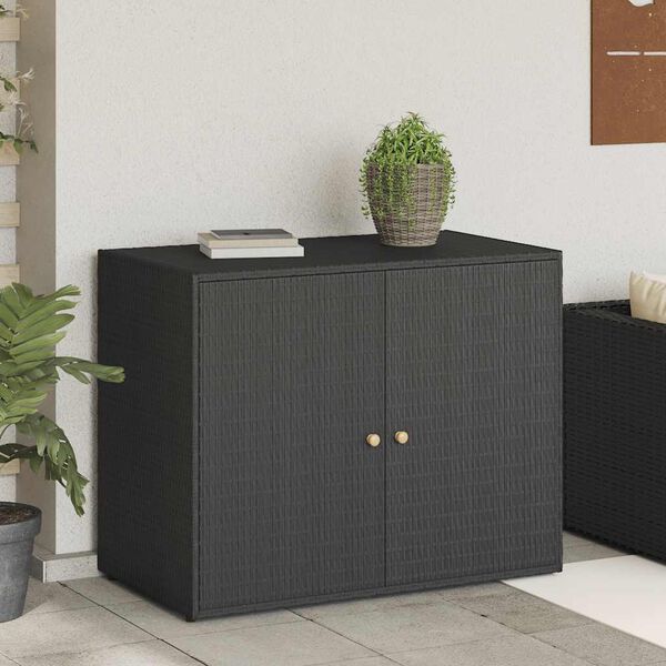 vidaXL Armoire de rangement de jardin Noir 100x55,5x80 cm Résine tressée