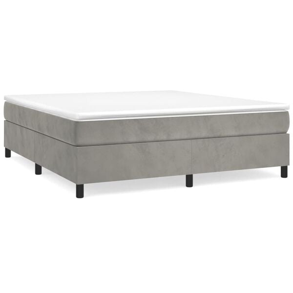 vidaXL Sommier &agrave; lattes de lit et matelas Gris clair 160x200cm Velours