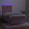 vidaXL Sommier &agrave; lattes de lit avec matelas LED Rose 90x190 cm Velours