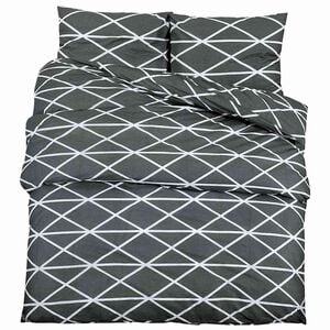 vidaXL Ensemble de housse de couette gris fonc&eacute; et blanc 200x200 cm coton