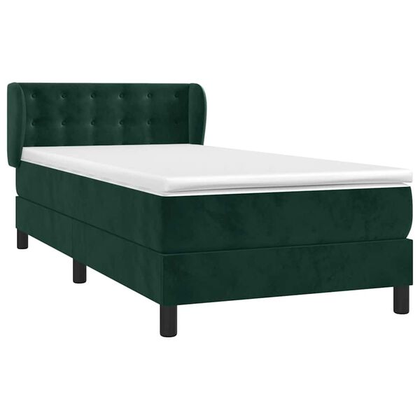 vidaXL Sommier &agrave; lattes de lit avec matelas Vert fonc&eacute; 90x190 cm