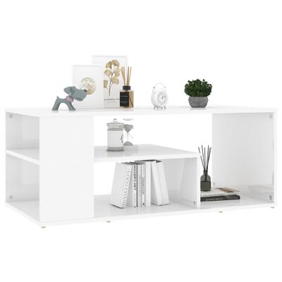 vidaXL Table basse blanc brillant 100x50x40 cm bois d'ingénierie