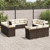 vidaXL Salon de jardin avec coussins 12 pcs marron r&eacute;sine tress&eacute;e