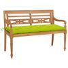 vidaXL Banc Batavia avec coussin vert vif 150 cm Bois de teck massif