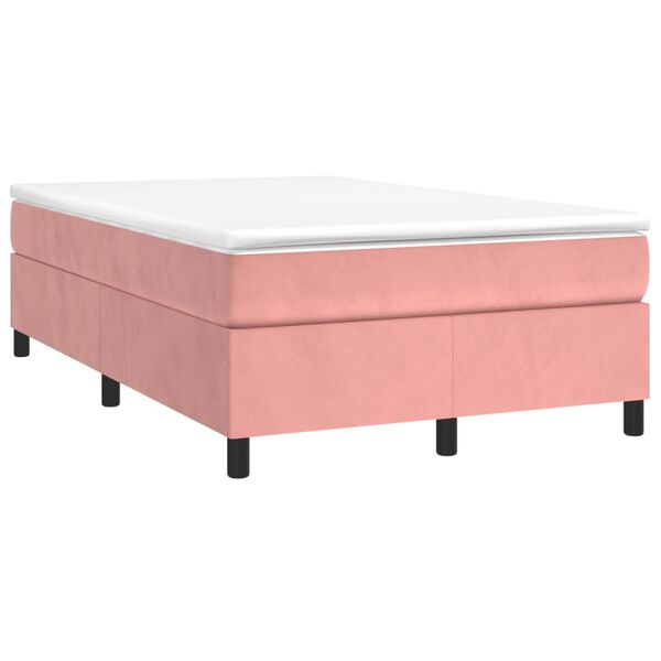 vidaXL Sommier &agrave; lattes de lit avec matelas Rose 120x200 cm Velours