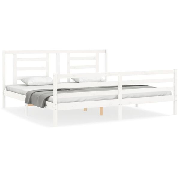 vidaXL Cadre de lit sans matelas blanc bois massif
