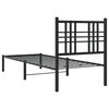 vidaXL Cadre de lit m&eacute;tal sans matelas avec t&ecirc;te de lit noir 75x190 cm