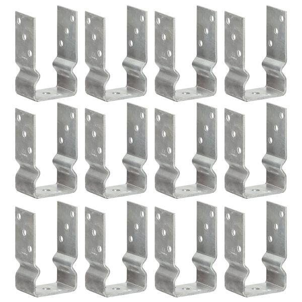 vidaXL Piquets de cl&ocirc;ture 12 pcs argent&eacute; 8x6x15 cm acier galvanis&eacute;