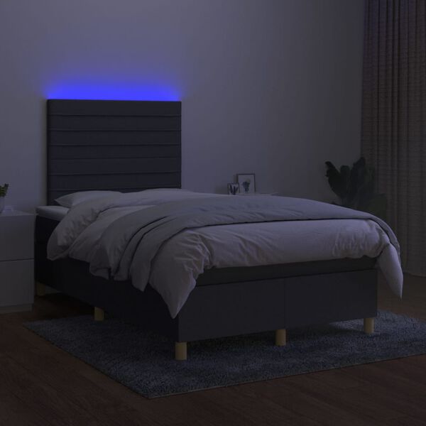 vidaXL Sommier &agrave; lattes de lit et matelas et LED Gris fonc&eacute; 120x200 cm
