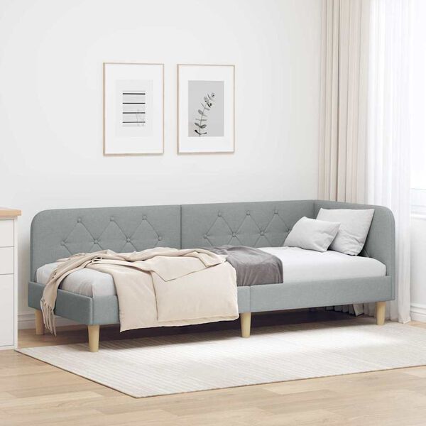 vidaXL Cadre de lit d'angle Gris clair 80 x 200 cm tissu
