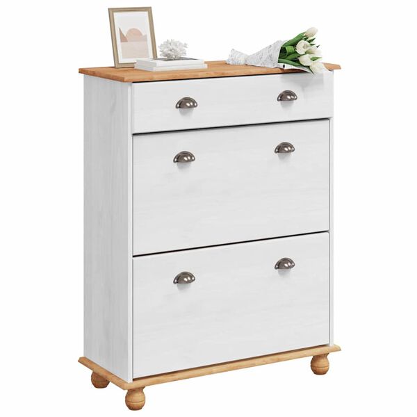 vidaXL Cabinet &agrave; chaussures avec tiroir ASKIM Blanc 85 x 35 x 108 cm