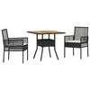 vidaXL Ensemble de salle &agrave; manger pour jardin 3 pc Noir polyrotin