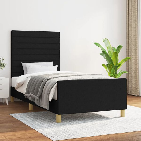 vidaXL Cadre de lit sans matelas noir 90x190 cm tissu
