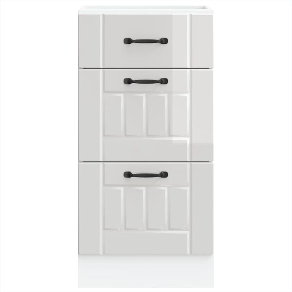 vidaXL Meuble bas de cuisine &laquo; Lucca &raquo; Bois d'ing&eacute;nierie blanc brillant