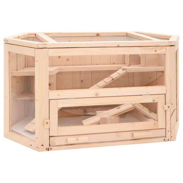 vidaXL Cage &agrave; hamster 80x40x43 cm bois massif de sapin