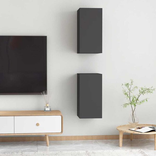 vidaXL Meubles TV 2 pcs Gris 30,5x30x60 cm Bois d’ingénierie