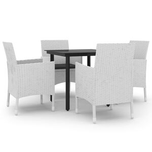 vidaXL Ensemble &agrave; manger de jardin coussins 5 pcs R&eacute;sine tress&eacute;e Verre