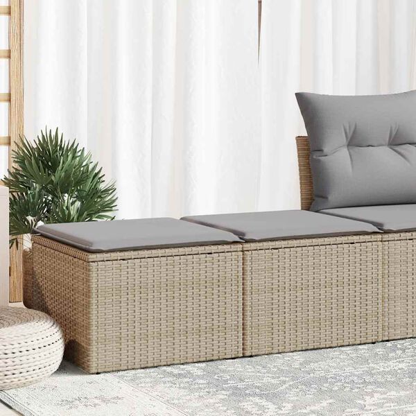 vidaXL Salon de jardin avec coussins 2 pcs beige r&eacute;sine tress&eacute;e acacia