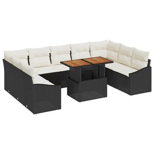 vidaXL Ensemble de canap&eacute; de jardin 10 pc Noir et Cr&egrave;me