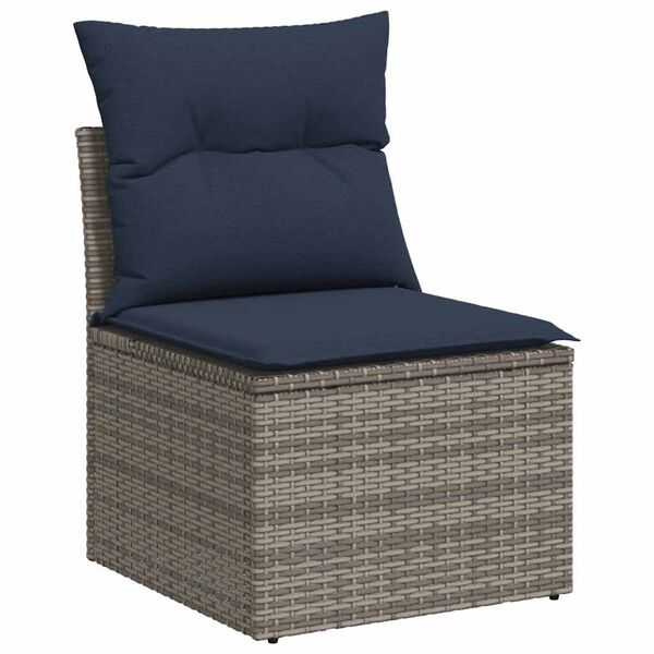 vidaXL Salon de jardin avec coussins 13 pcs gris r&eacute;sine tress&eacute;e