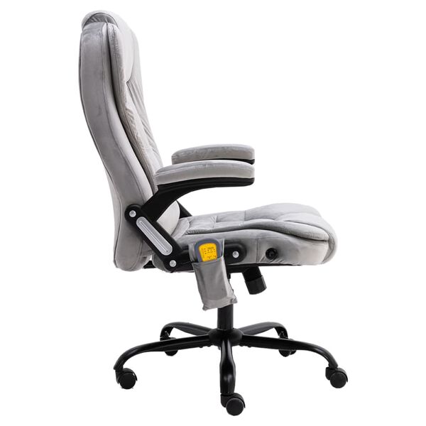 vidaXL Chaise de bureau de massage Gris clair Velours