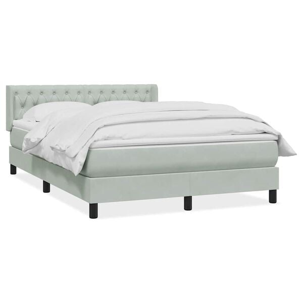 vidaXL Sommier &agrave; lattes de lit et matelas gris clair 140x210cm velours