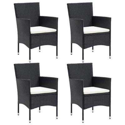 vidaXL Chaises à manger de jardin lot de 4 Résine tressée Noir