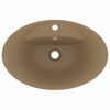 vidaXL Lavabo ovale de luxe &agrave; trop-plein Cr&egrave;me mat 58,5x39cm C&eacute;ramique