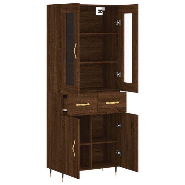 vidaXL Buffet haut Ch&ecirc;ne marron 69,5x34x180 cm Bois d'ing&eacute;nierie